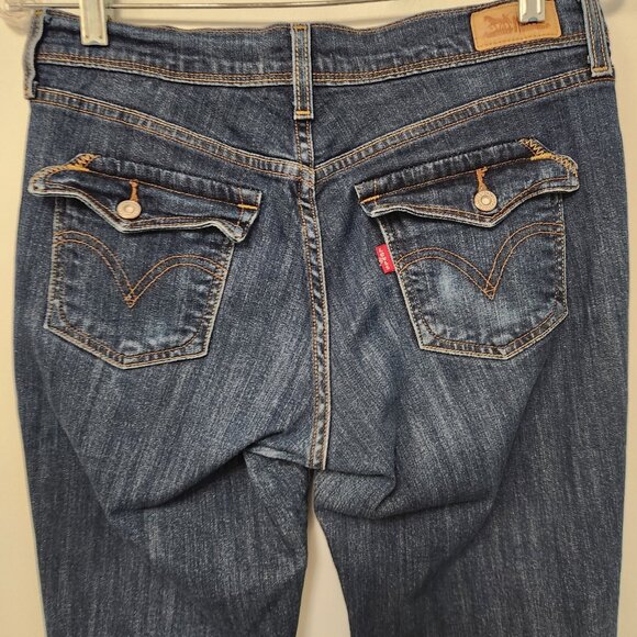 Levis 515 Boot Cut Jeans Blue Medium Wash Denim Button Pockets Womens 6M EUC - Picture 4 of 16